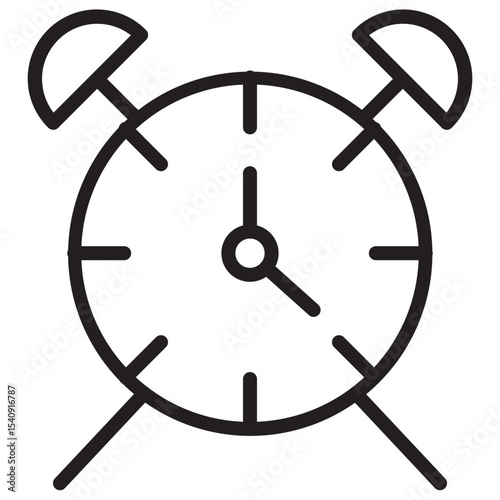 Alarm Clock Vector Line Icon Design