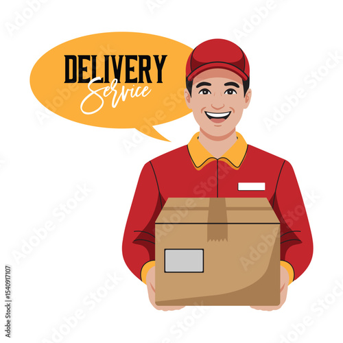 delivery man with parcel and package