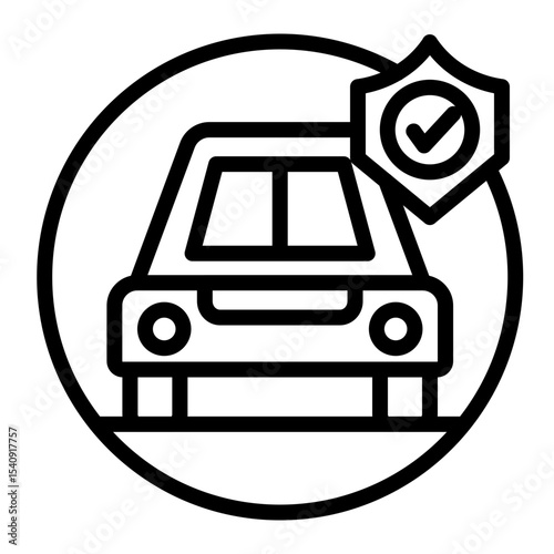 Car Insurance Vector Line Icon Design