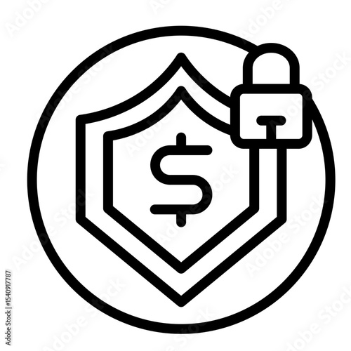 Financial Protection Vector Line Icon Design