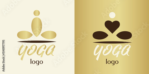 set yoga logo in the form of a female figure in a lotus position