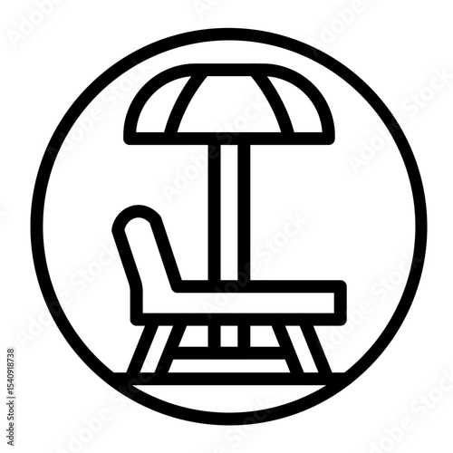 Beach Chair Vector Line Icon Design