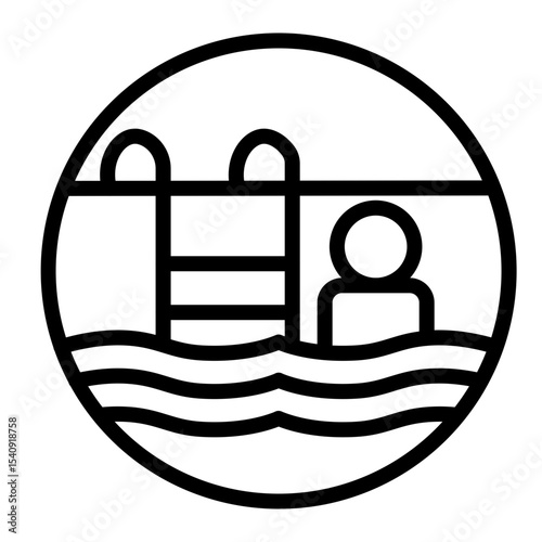 Kids Pool Vector Line Icon Design