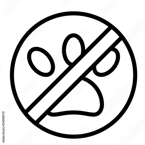 No Pets Vector Line Icon Design