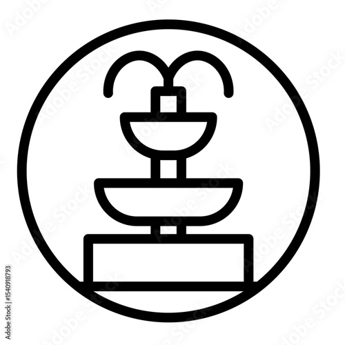Fountain Vector Line Icon Design