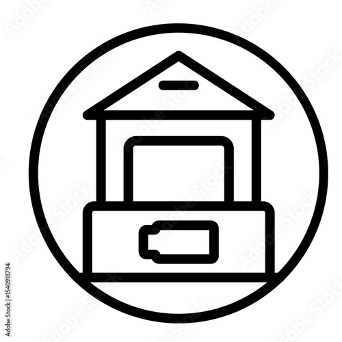 Ticket Counter Vector Line Icon Design