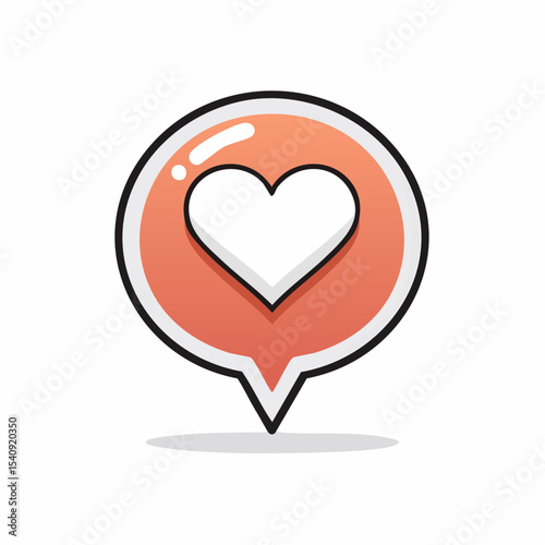 Heart-Shaped Speech Bubble Icon – Minimal Line Art