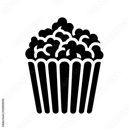 Minimalist Popcorn Silhouette – Black SVG Clipart Icon