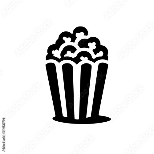 Minimalist Popcorn Silhouette – Black SVG Clipart Icon