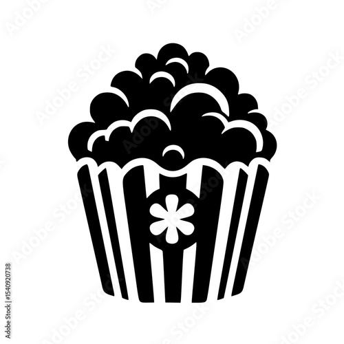 Minimalist Popcorn Silhouette – Black SVG Clipart Icon