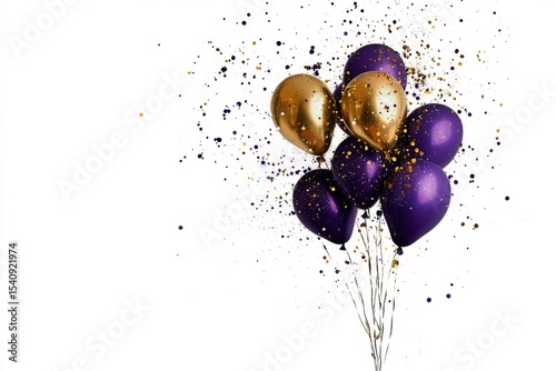 Colorful Balloons Float Amidst Confetti Celebrating a Special Event in a Fest...