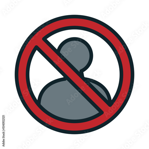 No entry sign with icon in red circle graphic