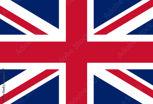 Vector illustration of the British flag with overlapping crosses and vibrant colors.