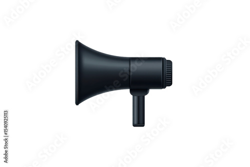 Black megaphone icon with sleek design, symbolizing communication and amplification. image is simple and modern, suitable for conveying messages or announcements