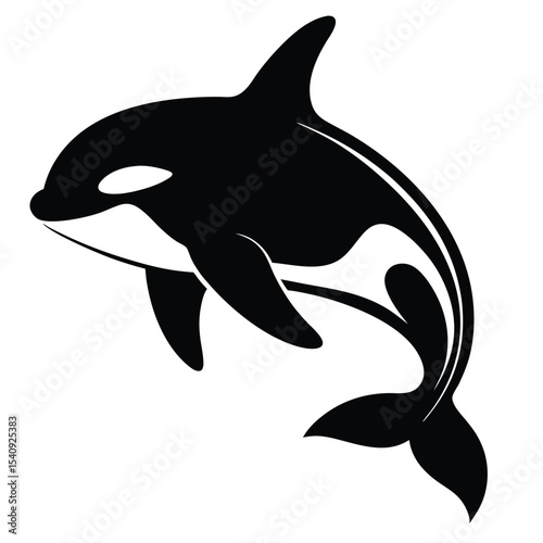 Elegant silhouette shows an orca gracefully leaping, its distinctive markings adding a bold marine statement