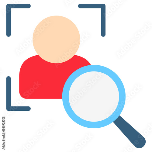 Face Detection mini illustration flat color icon, use for machine learning, education, technology industry, UI, UX kit, app and web development, digital or print.