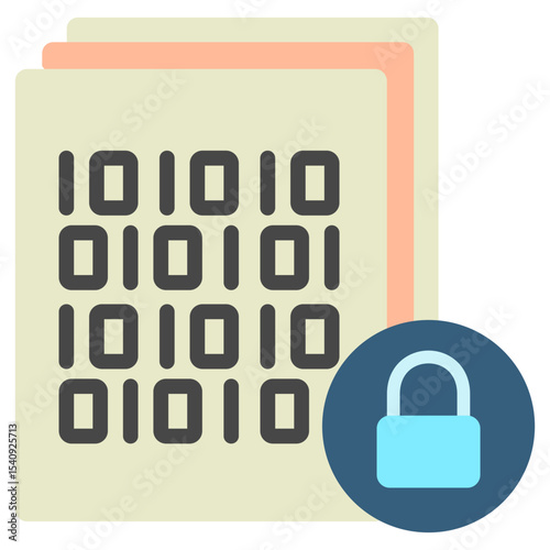 Encoding mini illustration flat color icon, use for machine learning, education, technology industry, UI, UX kit, app and web development, digital or print.