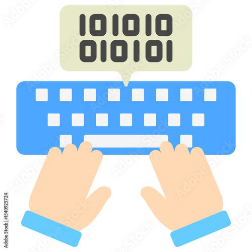 Encoding mini illustration flat color icon, use for machine learning, education, technology industry, UI, UX kit, app and web development, digital or print.