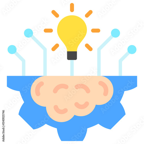 Machine Learning mini illustration flat color icon, use for machine learning, education, technology industry, UI, UX kit, app and web development, digital or print.