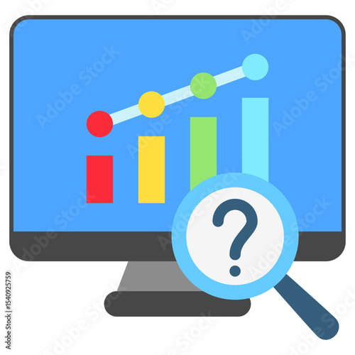 Forecasting mini illustration flat color icon, use for machine learning, education, technology industry, UI, UX kit, app and web development, digital or print.