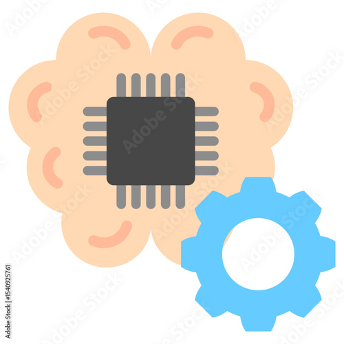 Deep Learning mini illustration flat color icon, use for machine learning, education, technology industry, UI, UX kit, app and web development, digital or print.