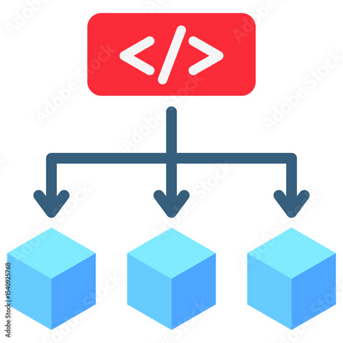 Function mini illustration flat color icon, use for machine learning, education, technology industry, UI, UX kit, app and web development, digital or print.