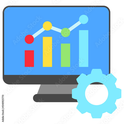 Graph mini illustration flat color icon, use for machine learning, education, technology industry, UI, UX kit, app and web development, digital or print.
