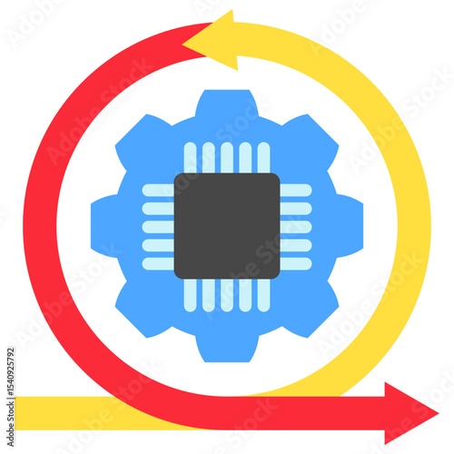 Iteration mini illustration flat color icon, use for machine learning, education, technology industry, UI, UX kit, app and web development, digital or print.