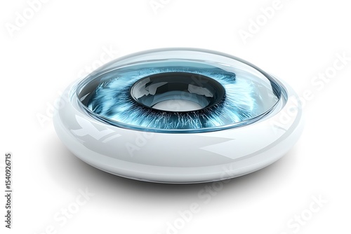 Abstract Futuristic Human Eye Structure Design on White Background, Detailed Iris