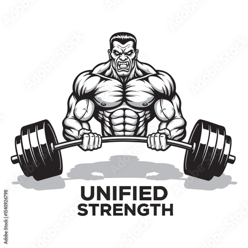  Squat Vector Logo - Intense Powerlifting Bodybuilding Emblem