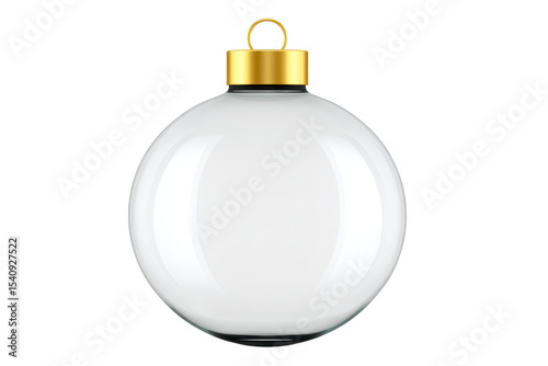 Clear glass Christmas ornament with gold cap and loop for hanging, perfect for holiday decoration and crafting. simple design allows for customization and creative embellishment