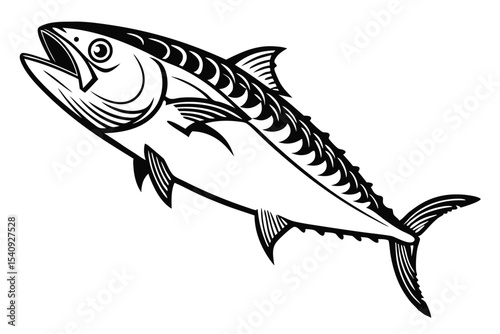 Striking black and white Tuna shows bold outlines and sharp contrasting details magnificently