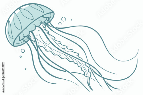 Graceful blue jellyfish floats gently through water, creating mesmerizing marine life scenery today