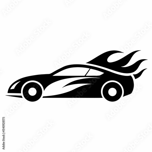 Fiery Fast Car A Blazing Speed Icon Illustration