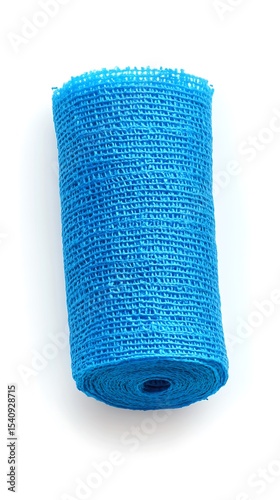 Blue Medical Tubular Elastic Net Bandage Roll Isolated on White Background