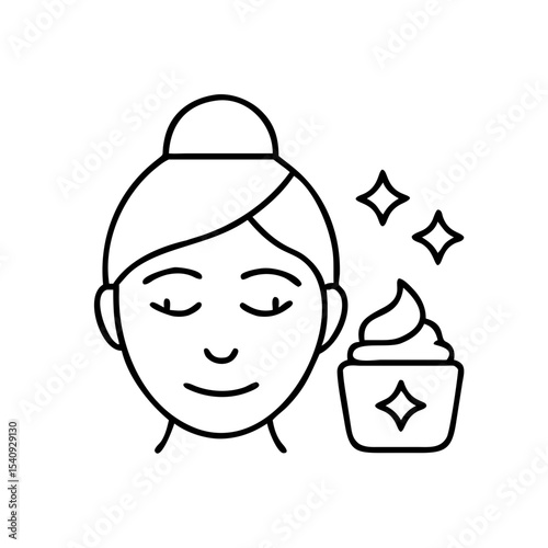 Woman enjoying anti-aging cream with a serene expression