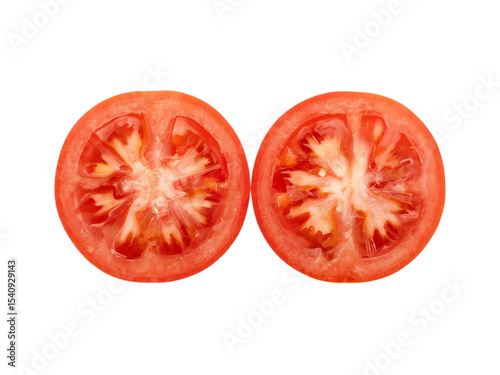 Wallpaper Mural Round tomato slices front view, two pieces, horizontal arrangement, clean white background,tomato,nature,organic Torontodigital.ca