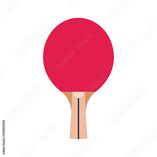 Red ping pong racket isolated on white background. Flat illustration of paddle for table tennis. Vector illustration