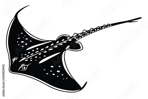 Detailed black stingray features striking patterns and distinct physical characteristics on a clean background