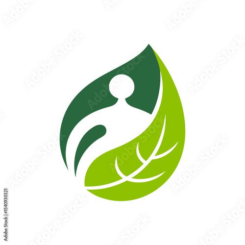 Human Figure in Leaf Wellness Logo