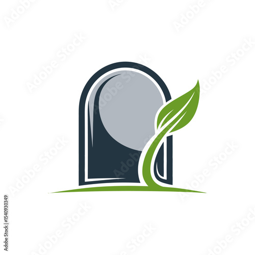 Tombstone with Growing Sprout Logo