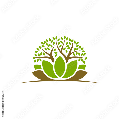 Zen Tree of Life in Lotus Flower Logo