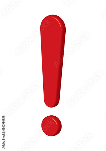 3d Red exclamation - caution icon vector design template. Red glossy 3d exclamation warning sign, attention, alert symbol isolated on a white background.