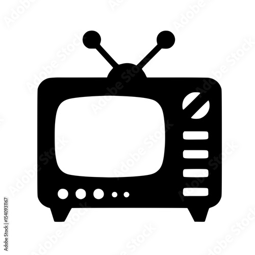Minimalist Television Silhouette – Black SVG Clipart Icon