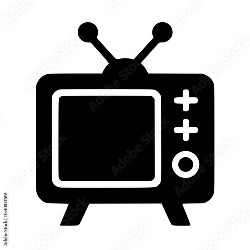 Minimalist Television Silhouette – Black SVG Clipart Icon