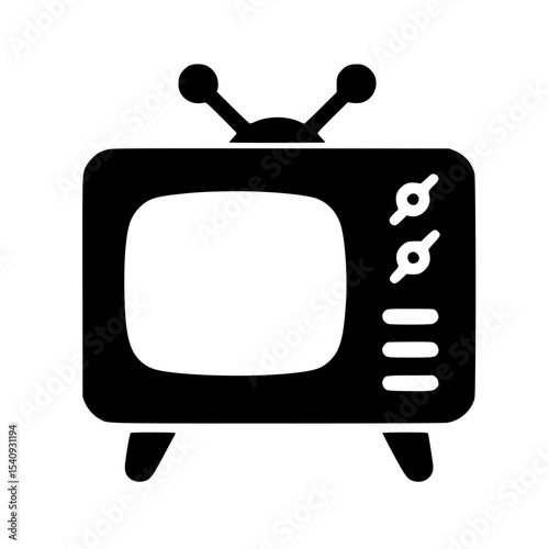 Minimalist Television Silhouette – Black SVG Clipart Icon