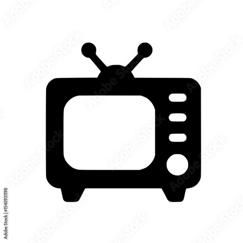 Minimalist Television Silhouette – Black SVG Clipart Icon
