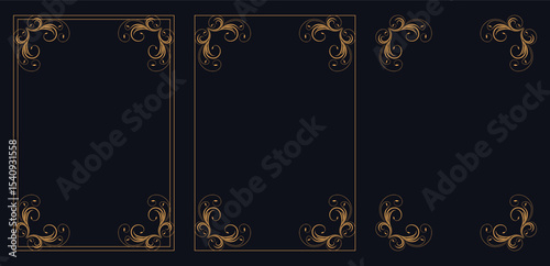 Corner frame, Set of vintage frames.Set Template of Decorative vintage frames,Calligraphic rectangle frame in retro style