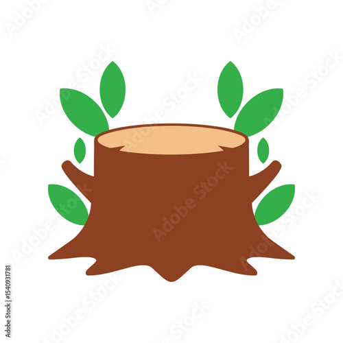 Tree Stump with New Green Leaves Vector EPS for Growth, Nature, and Eco Designs