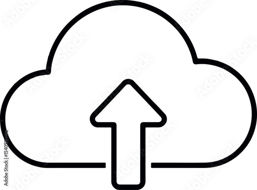 Outlined cloud icon with an upward-pointing arrow, representing cloud upload, data transfer, or online storage